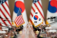 Bilateral meeting at Blue House in Seoul, South Korea. Original public domain image from Flickr