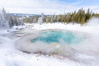 Emerald Spring steams on a cold winter morning. Original public domain image from Flickr