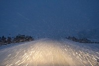 Winter storm night driving conditions. Original public domain image from Flickr