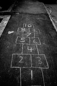 Hopscotch game in monotone. Original public domain image from Flickr