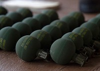 Able Company, 3rd Battalion, 509th Parachute Infantry Regiment, 4th Brigade Combat Team (Airborne), 25th Infantry Division, U.S. Army Alaska, conducts M67 fragmentation grenade live-fire training at Joint Base Elmendorf-Richardson, Alaska, Sept. 30, 2020. The unit trained with live hand grenades to hone their proficiency and maintain readiness in the Arctic environment. The fragmentation hand grenade has a lethal radius of 5 meters and can produce casualties up to 15 meters, dispersing shrapnel as far as 230 meters. (U.S. Air Force photo by Airman 1st Class Emily Farnsworth). Original public domain image from Flickr