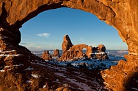 First Light on Turret Arch Framed by North Window