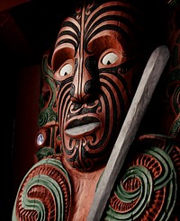 Maori carving design is predominantly made up of human figures. Next in importance is the manaia which seems (to the writer) to be also a human figure in most cases. The spiral is another important element. Original public domain image from Flickr