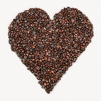Coffee bean heart, food art isolated image