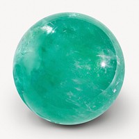 Green crystal ball sticker, object isolated image psd