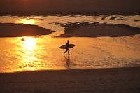 Sunset at beach, background photo. Free public domain CC0 image.