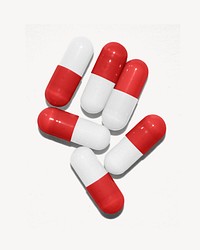 Pill capsules sticker, medicine image psd