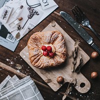 Free Danish Pastry with strawberry images, public domain food CC0 photo.