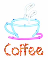 Coffee neon sign sticker, cafe image psd