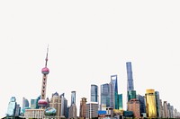 Shanghai skyline collage element psd