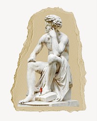 Historical Greek statue ripped paper, vintage artifact graphic