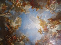 Apotheosis of Hercules by Giovanni Domenico Tiepolo. Ceiling painting of Palace Versailles near Paris, France. Free public domain CC0 image.