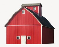 Red barn sticker, farm architecture isolated image psd