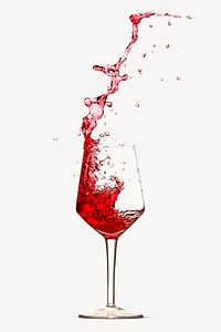 Red wine splash sticker, alcoholic beverage image psd