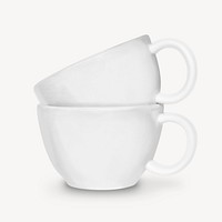 White ceramic mugs sticker, utensil image psd