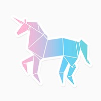 Origami unicorn geometric sticker vector