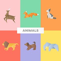 Cute animals craft vector geometric cut out collection