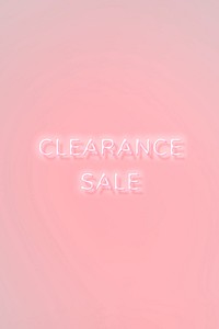 CLEARANCE SALE neon word typography on a pink background