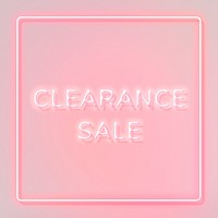 CLEARANCE SALE neon word typography on a pink background