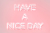 HAVE A NICE DAY neon phrase typography on a pink background