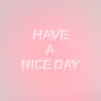 HAVE A NICE DAY neon phrase typography on a pink background