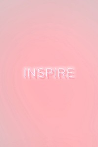 INSPIRE neon word typography on a pink background