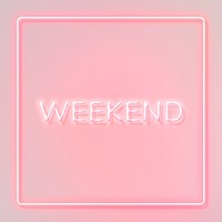 WEEKEND neon word typography on a pink background