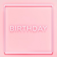 Glowing neon birthday typography on pink background