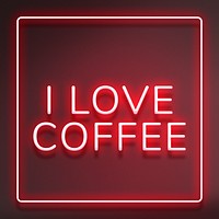 Glowing frame I love coffee retro neon sign