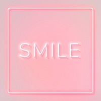 Retro smile pink neon frame lettering