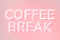 Retro coffee break phrase neon typography