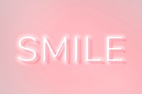 Retro pink smile text neon typography