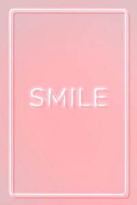 Glowing pink smile text frame neon typography