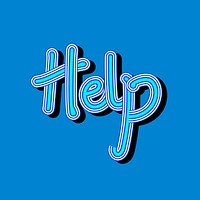 Handwritten blue Help vector typography funky sticker