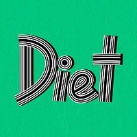 Health word diet vector line font retro typography handwritten