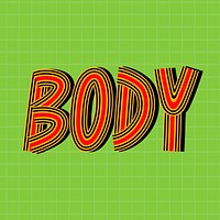 Health word body vector line font retro typography handwritten