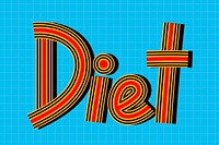 Retro doodle vector diet word concentric font typography
