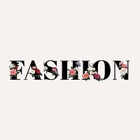 Floral fashion word typography on a beige background