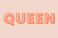 Queen typography on a pastel peach background vector