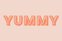 Yummy typography on a pastel peach background vector