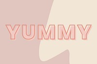 Yummy typography on a brown and beige background vector