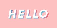 Isometric word Hello typography on a millennial pink background vector