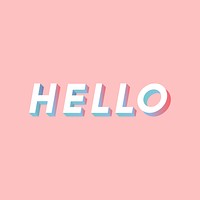 Isometric hello text vector italic font typography