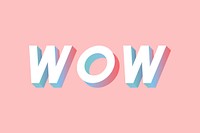 Wow lettering vector typography gradient isometric font