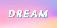 Isometric word Dream typography on a pastel gradient background vector