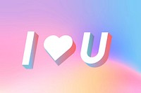 Isometric word I love you typography on a pastel gradient background vector