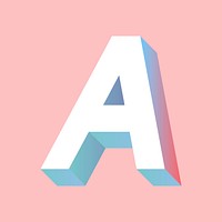 Isometric alphabet letter A typography vector