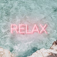 RELAX word pink neon typography