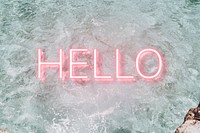 HELLO word pink neon typography