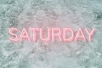 SATURDAY word pink neon typography